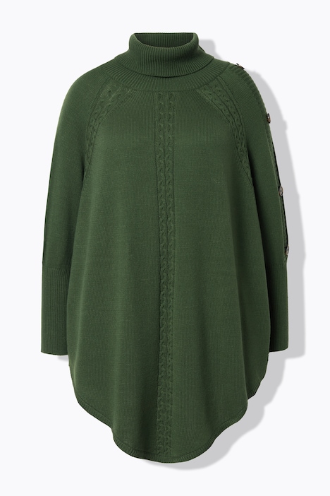 Pullover, Poncho-Style, Zopfmuster, Zipfelsaum
