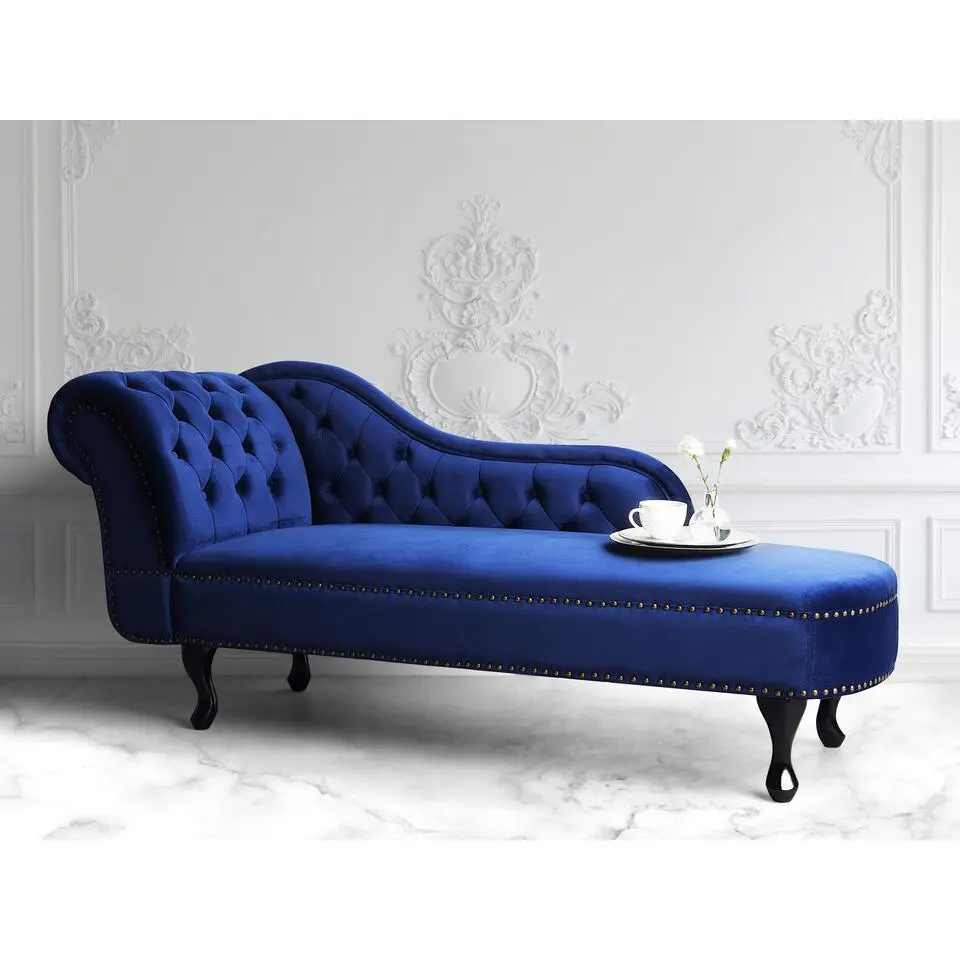 NIMES - Chaise longue - Blauw - Linkerzijde - Fluweel