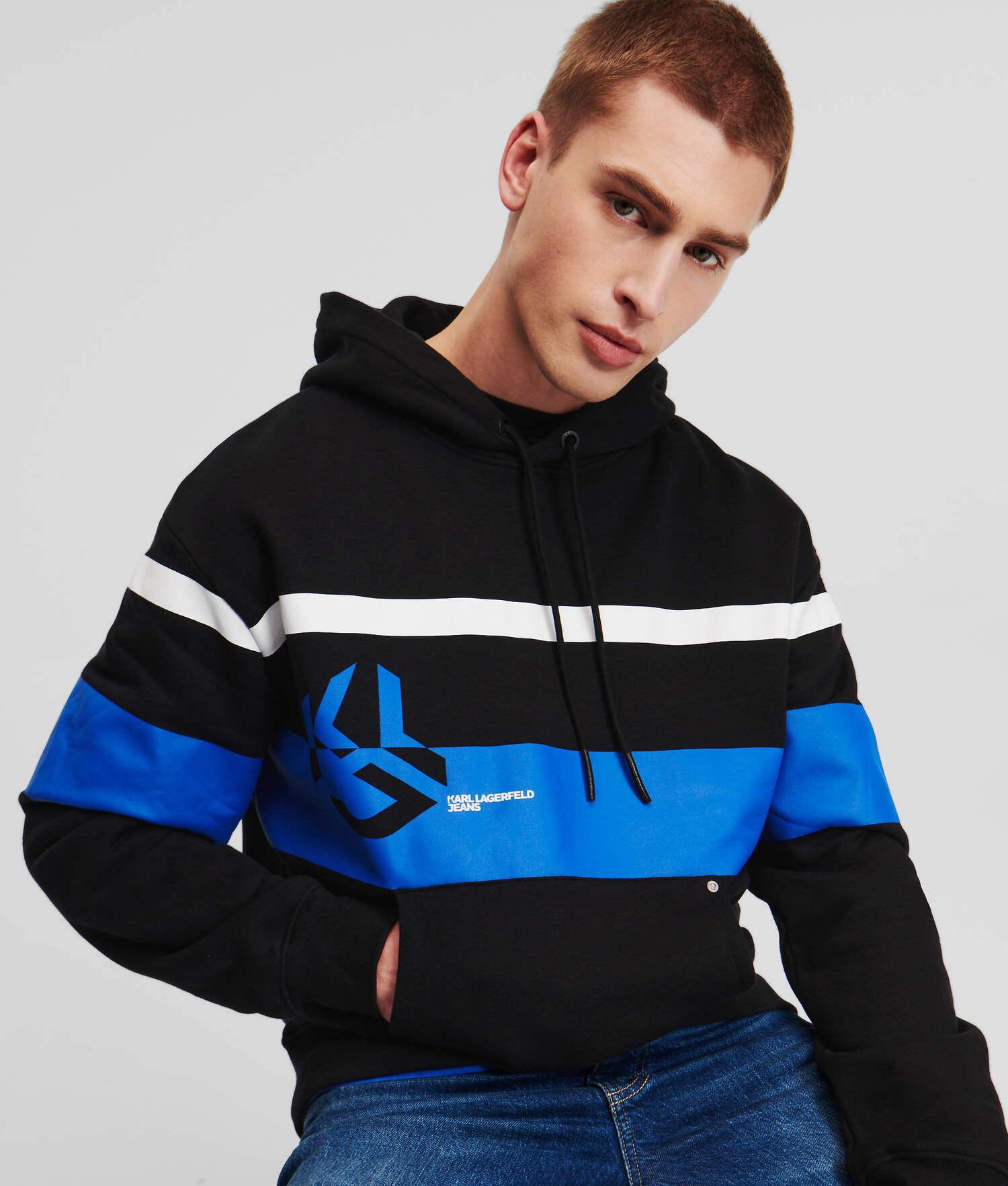 SWEAT À CAPUCHE RAYÉ KLJ MONOGRAM