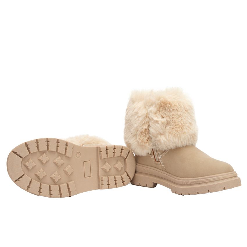 Bottines zippées et fourrées pour fille - Ecru