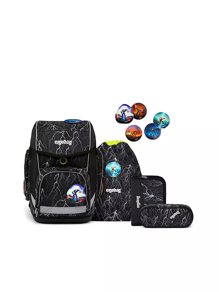ERGOBAG Schultaschen Set 5tlg CUBO Reflex Glow - Super ReflektBär schwarz