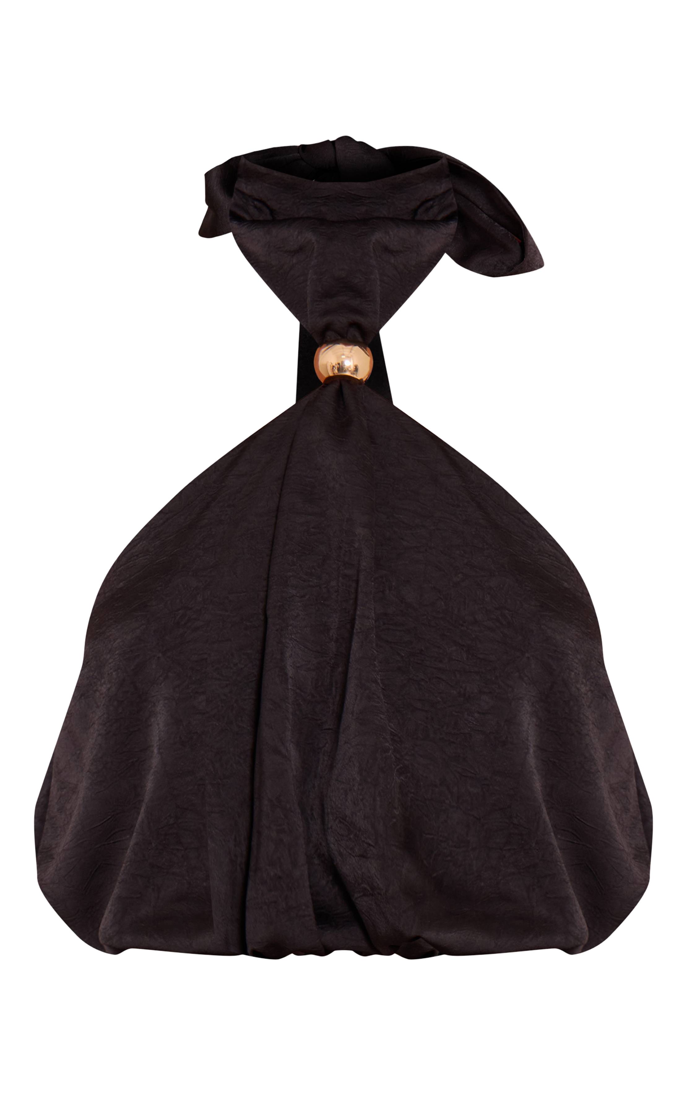 Noir Haut Col Licou Avec Détails Métalliques Tall