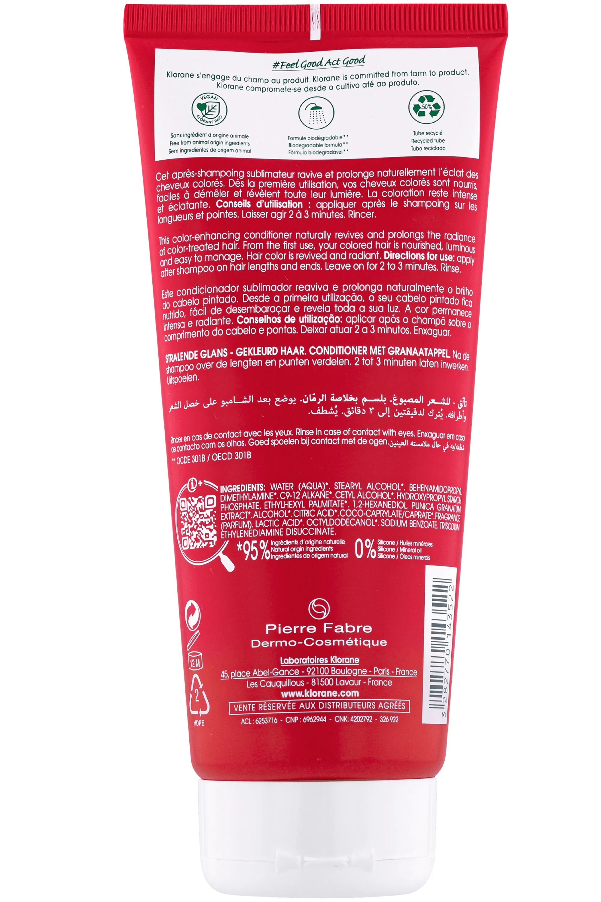 Klorane Après-shampoing éclat à la grenade-200 ml