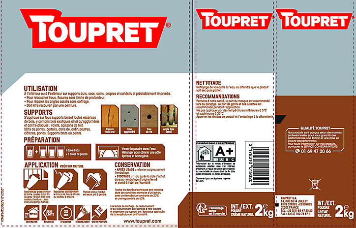 Enduit répar'bois en poudre Toupret 2kg