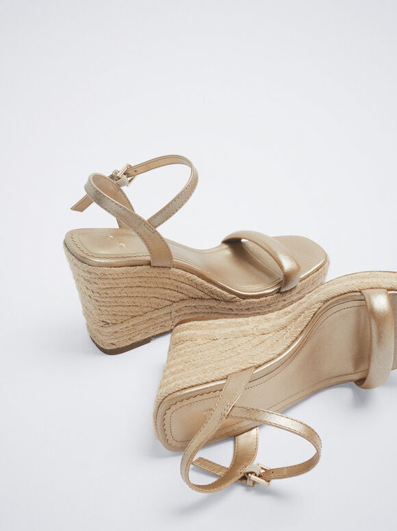 Sandália Cuña De Yute - Dorado