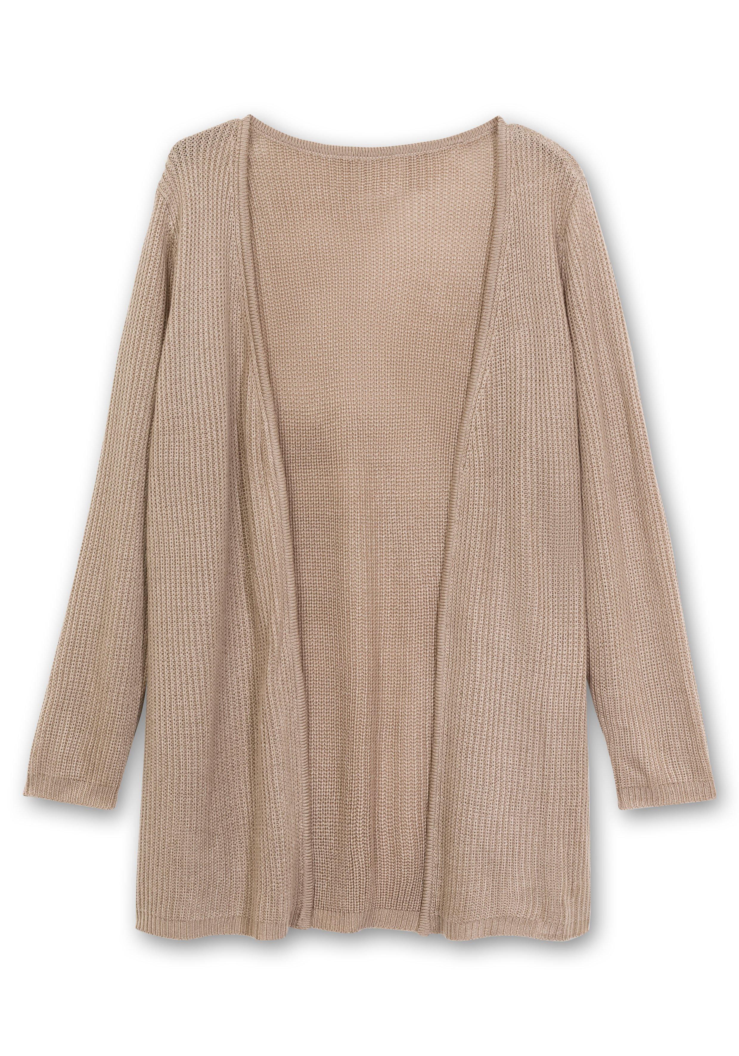 Longstrickjacke in verschlussloser Form, in Rippstrick
