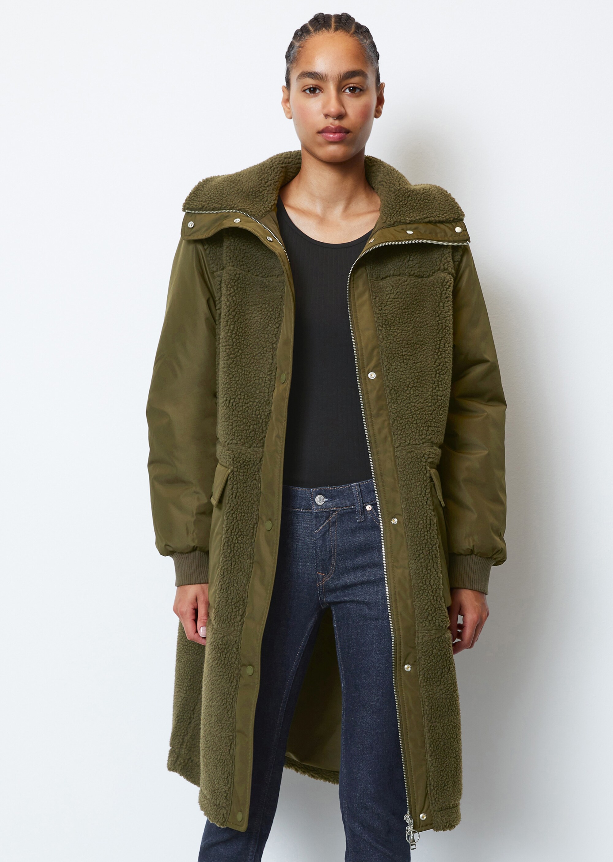 Teddy-Mantel im Blouson-Stil aus recyceltem Material