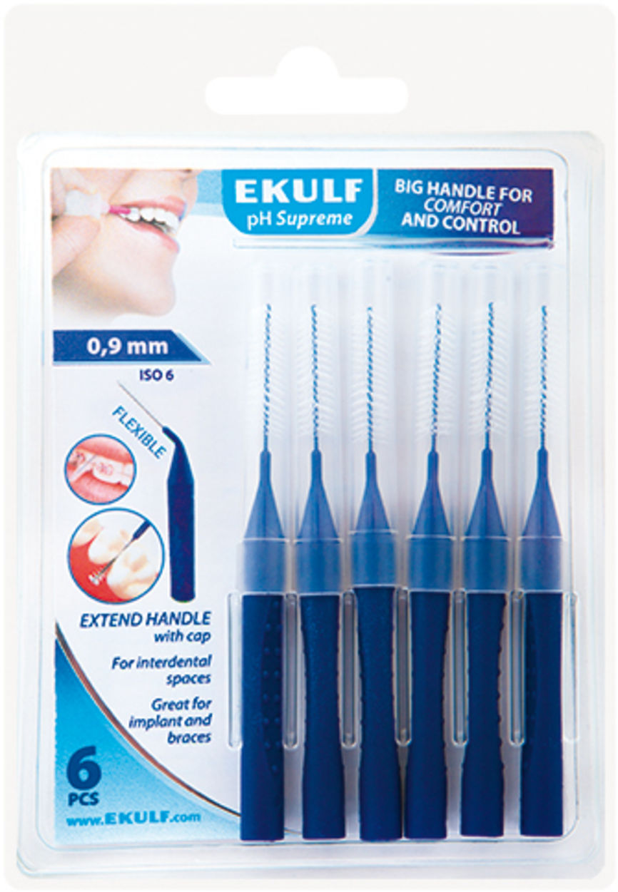 Ekulf pH Supreme mellomromsbørste 0,9mm 6 stk