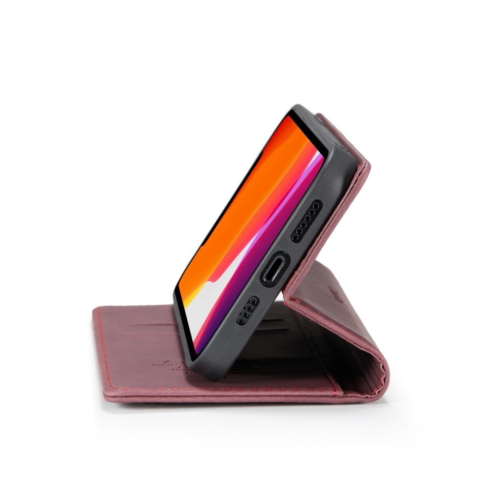 iPhone 12 / iPhone 12 Pro Leder Tasche Flip Wallet Etui mit Kartenfächern - Rot