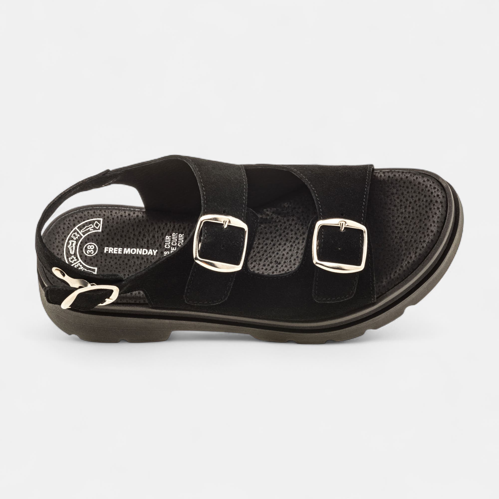 Sandales Femme en cuir noir