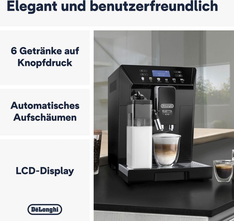 DeLonghi - Eletta Cappuccino Evo ECAM46.860.B - Koffiezetapparaat - Zwart - Bonen