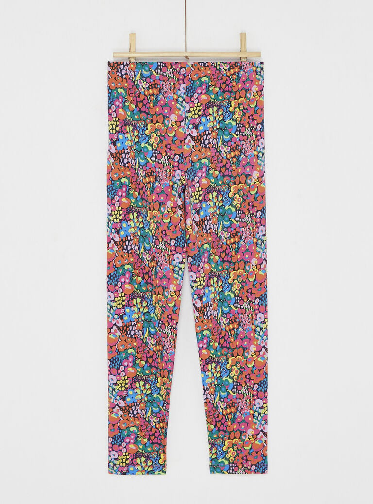 Legging à fleurs multicolores pour fille