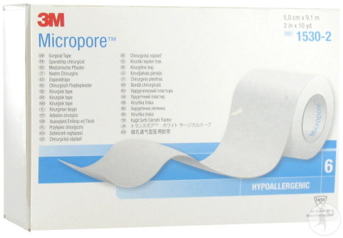 3M Micropore Sparadrap Rouleau 5cm x 9,1m Pièces 6 (1530-2)