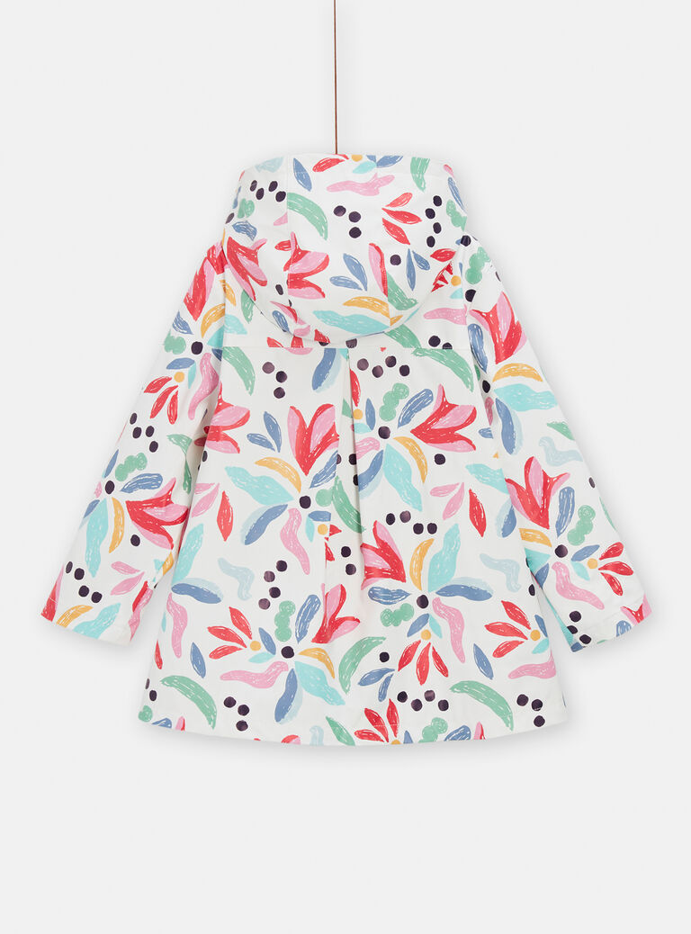 Imperméable écru imprimé abstrait coloré pour fille
