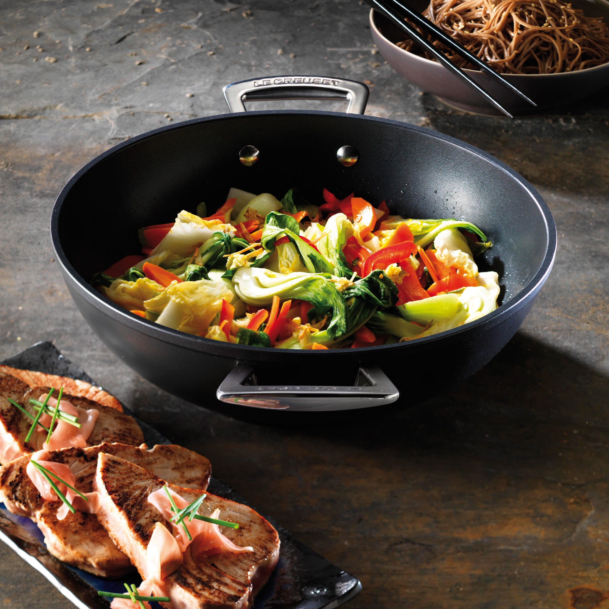 Le Creuset Les Forgées Wokpan Ã 28 cm