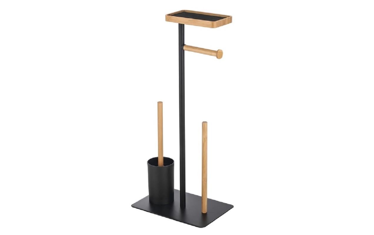 Toilettengarnitur Teiki Schwarz matt/ NaturWC- Papierhalter