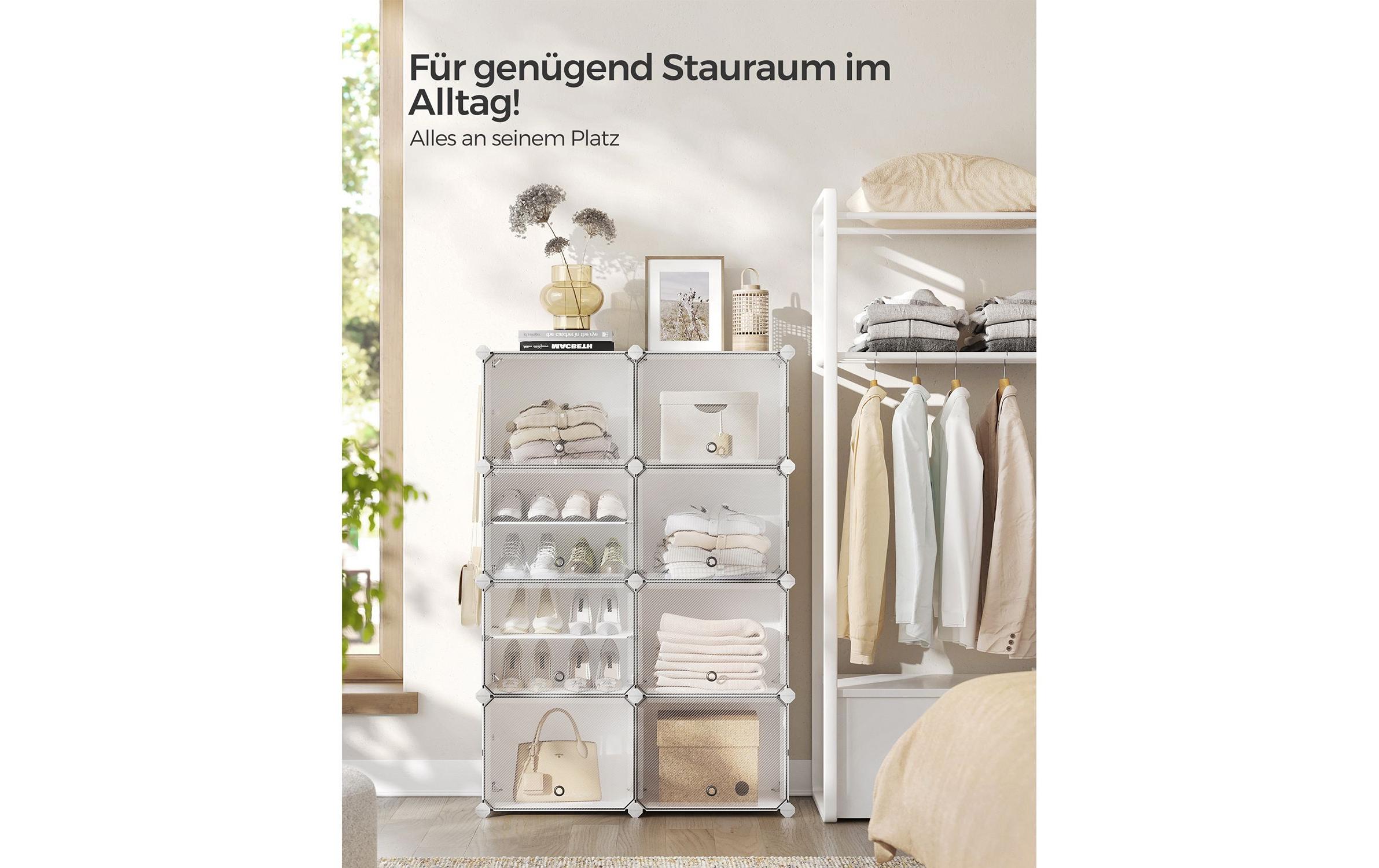 Schuhregal Schuhregal 82 x 32 x 122 cm, Weiss, 8er SetSchuhorganizer mit 8 Fächern