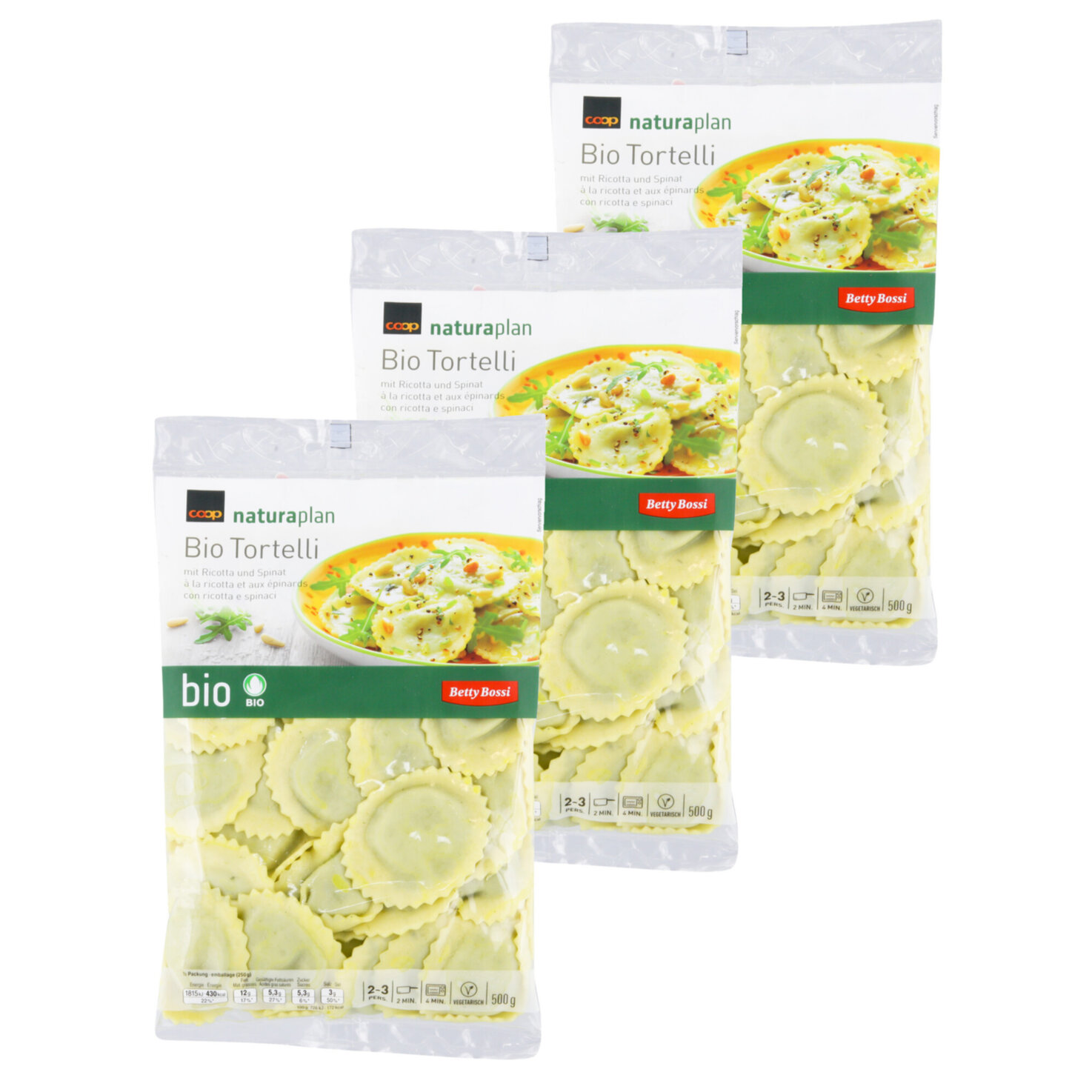 Betty Bossi Naturaplan Bio Tortelli mit Ricotta & Spinat 3x 500g
