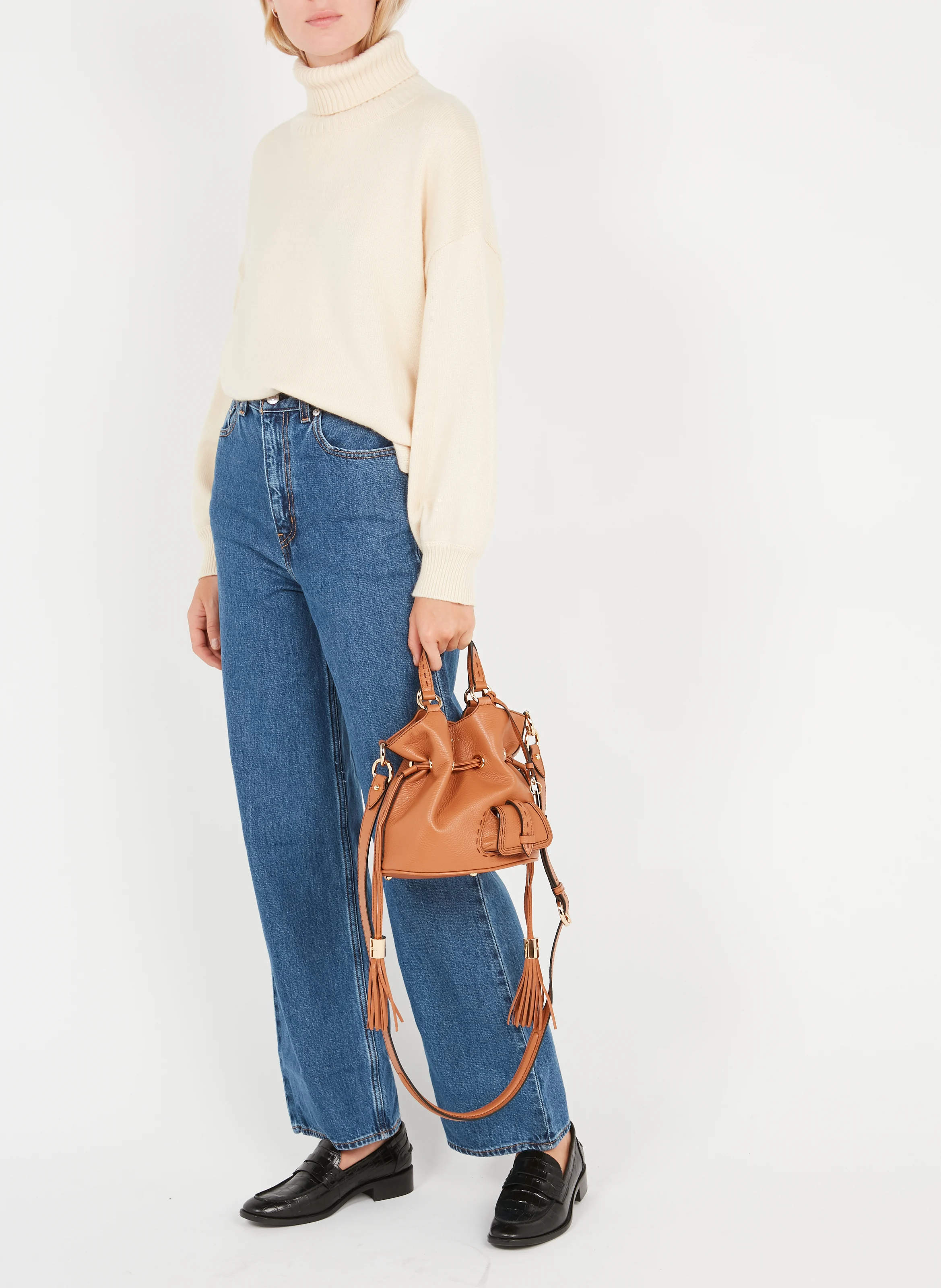 PREMIER FLIRT - Sac seau en cuir grainé | Marron
