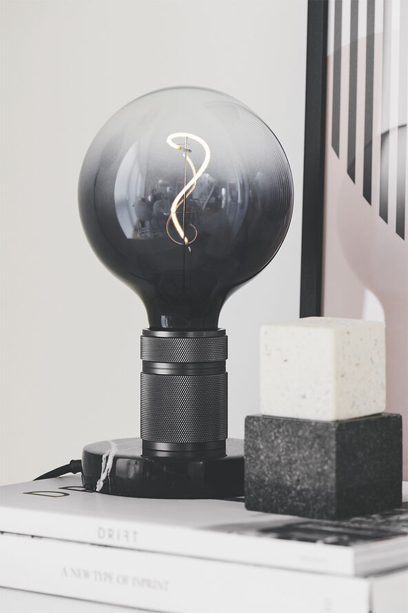 Halo design HALO Bordlampe E27, Gun-Black / Marmor fod Sort & transparent