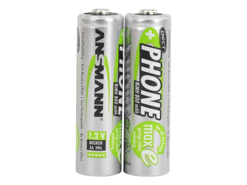 Ansmann Akku Phone NiMH AA für DECT-Phones 800 mAh, 2 Stück AA-Akkus im 2er-Pack