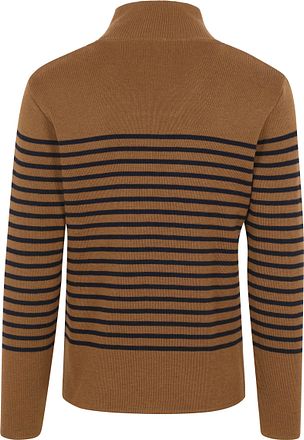 Armor-Lux Camionneur Half Zip Trui Wol Strepen Bruin 75735-MDQ kopen