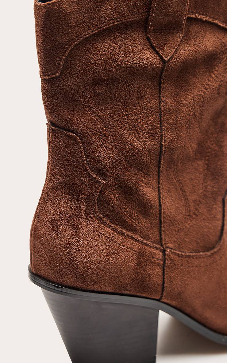 Chocolat Bottines Western Brodées En Synthétique