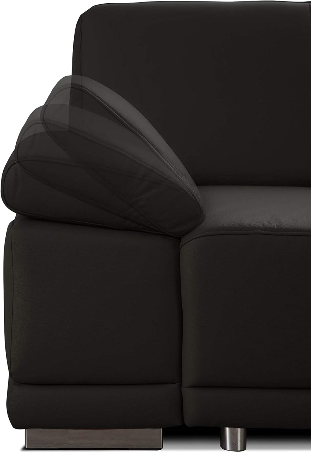 CAVADORE Ecksofa Corianne / Ledercouch inkl. Armteilverstellung und Longchair / 282 x 80 x 162 / Echtleder, braun