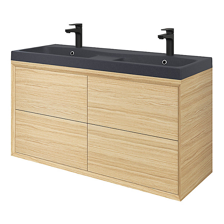 Plan double vasque noir GoodHome Mila 120 cm