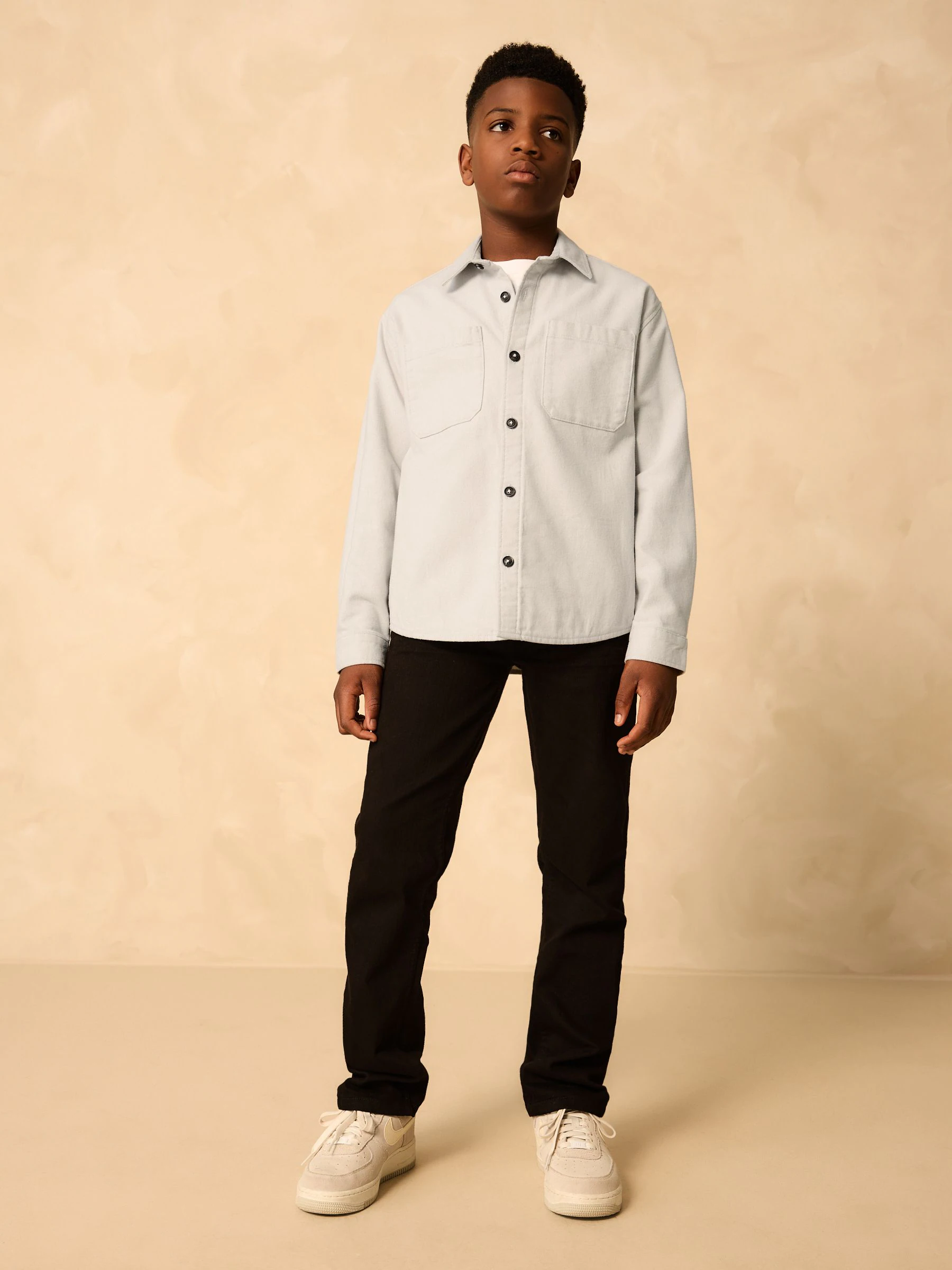 Lichtgrijs - Geborsteld overshirt (3-16jr)