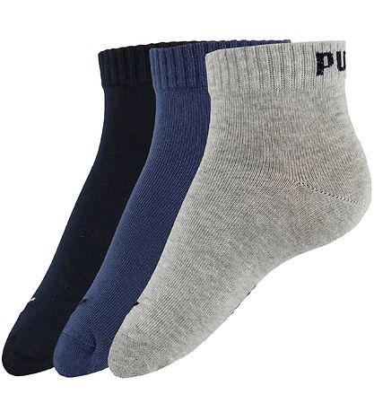 Puma AnkelStrømper - 3-pak - Quarter Plain - Blå/Gråmeleret/Navy