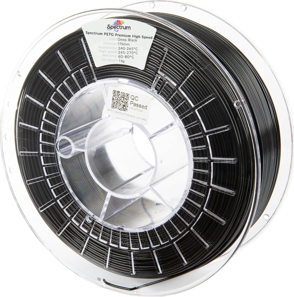 Spectrum  PETG Premium High Speed Deep Black, 1,75 mm / 1000 g    Der Turbo für den 3D Druck in Deep Black