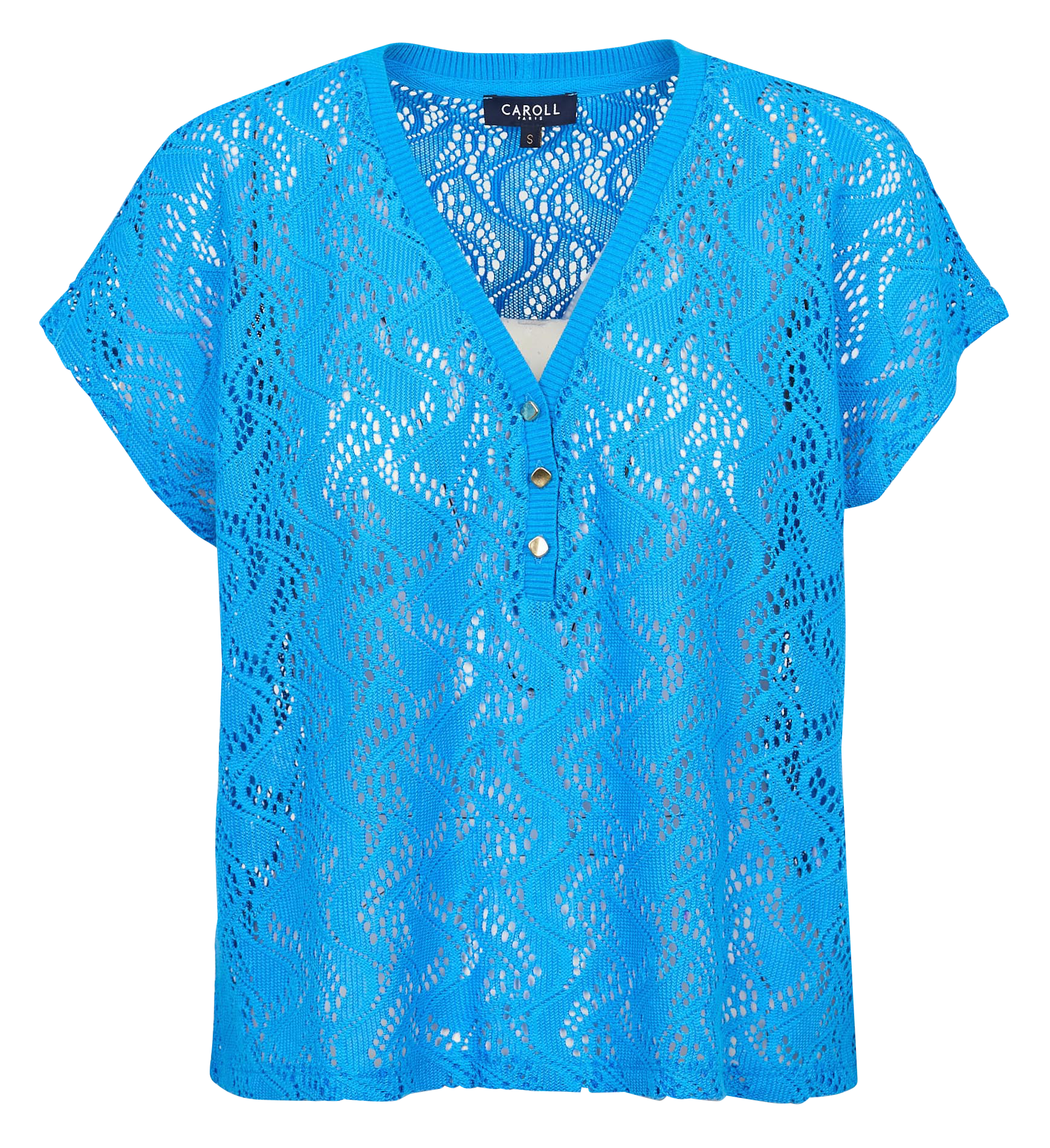 TNOE - Top ample col V en coton mélangé | Bleu
