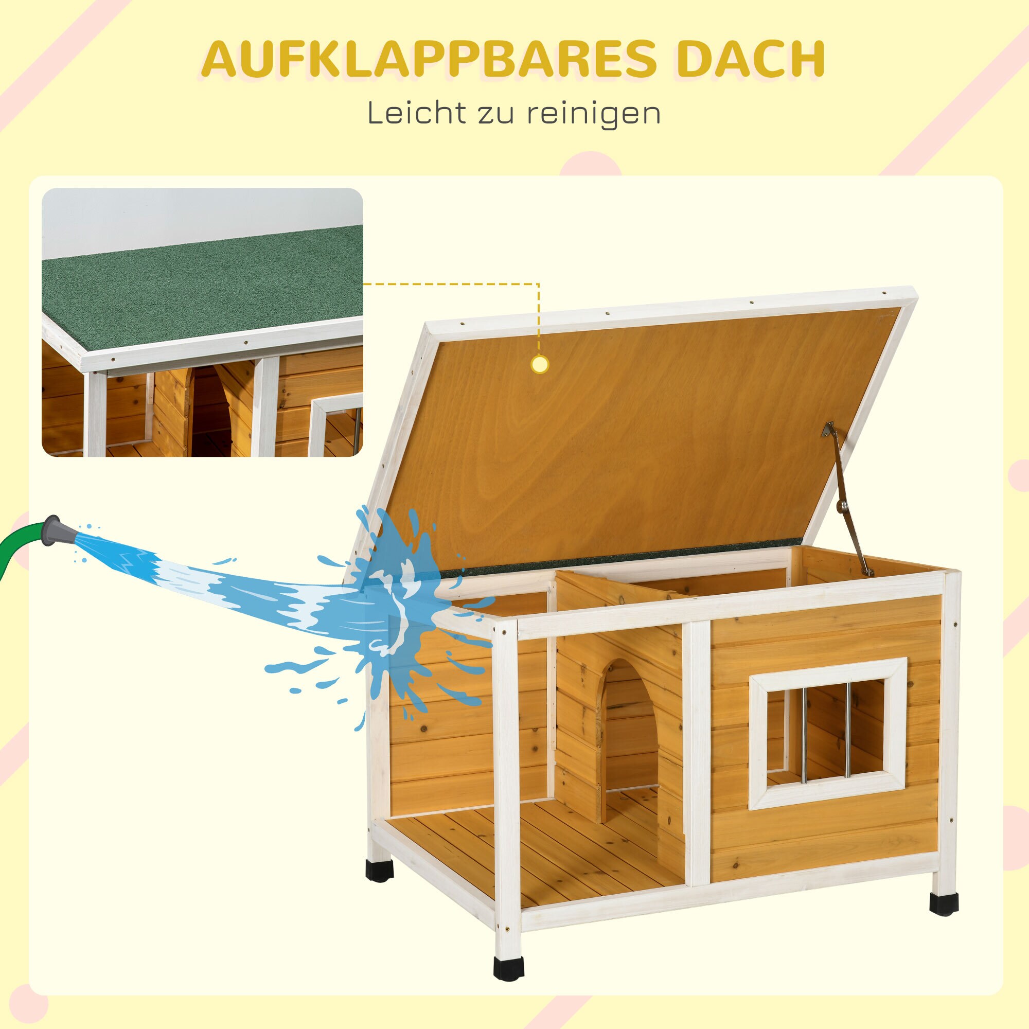 PawHut Hundehütte mit Terrasse für kleinere Hunde orange 85,5L x 62B x 60H cm