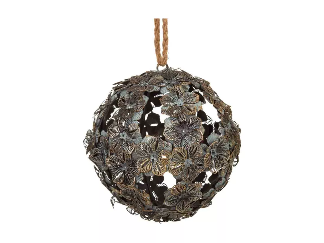 Décoration boule en métal doré 16.5x16.5x18h
