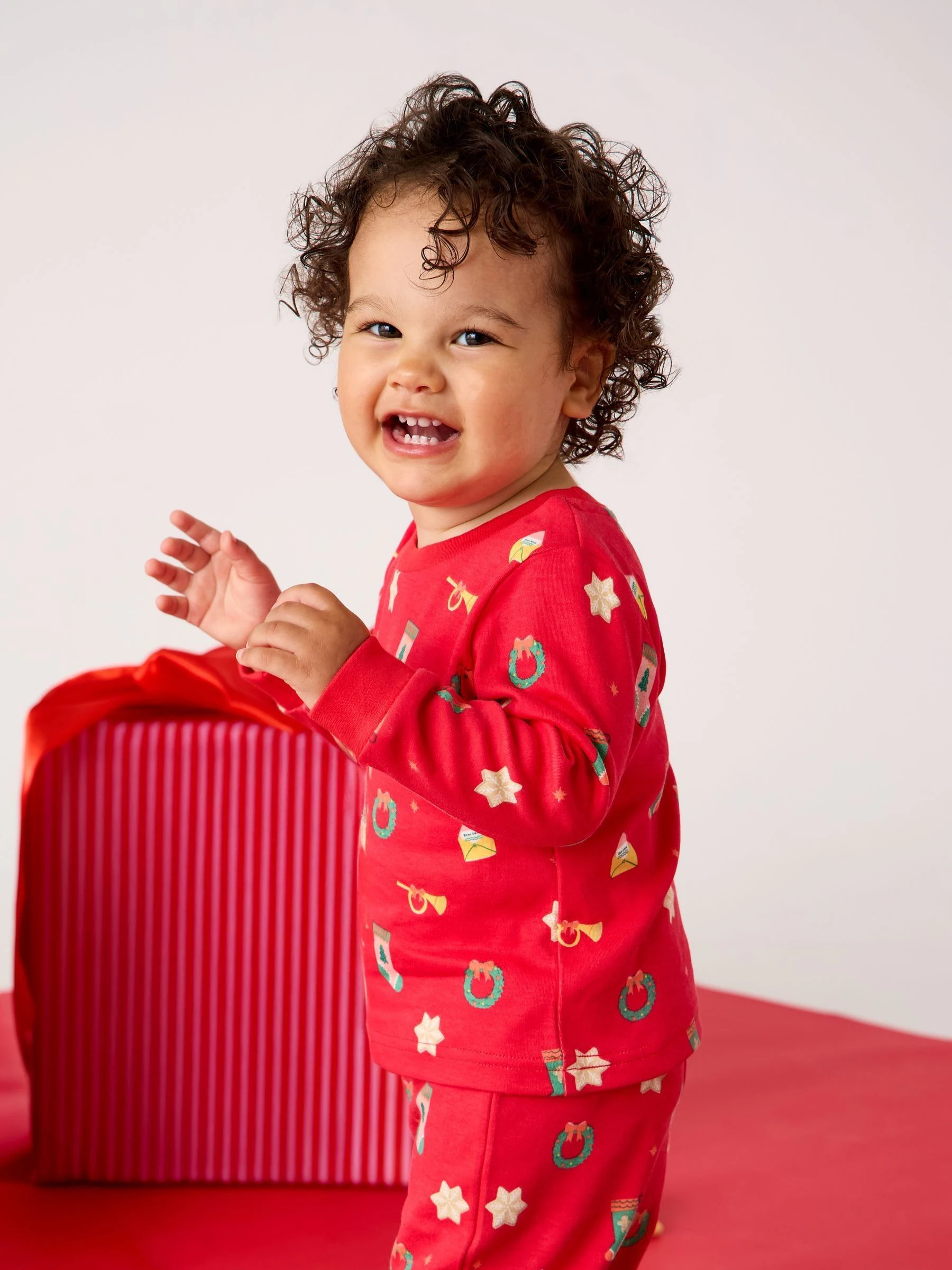 JoJo Maman Bébé - Jersey pyjama met kerstprint