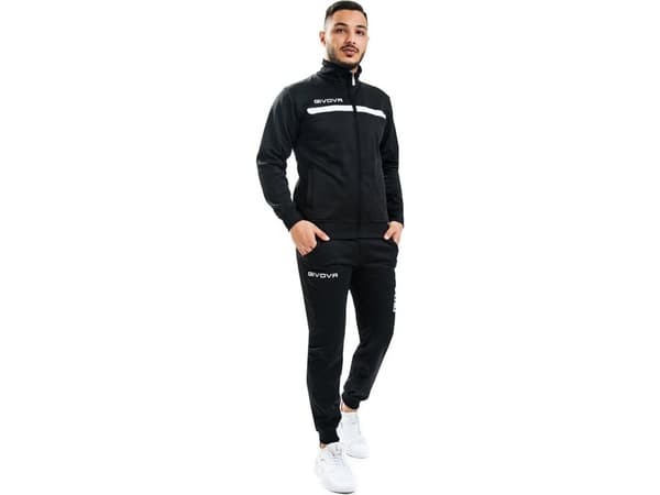 Givova Fotballtreningstreningssett joggebukser Givova Tuta Givova One svart og hvit TT012 1003 XS