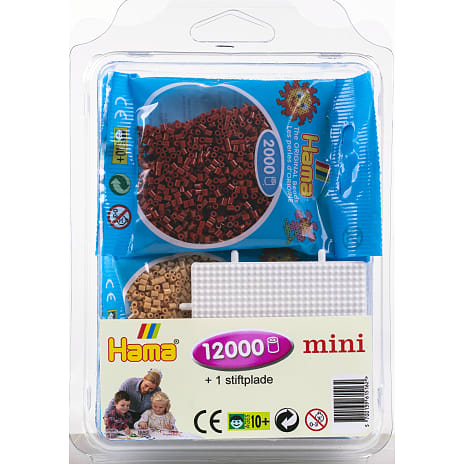 Hama mini perler 12000 stk. med stiftplade - jordfarver