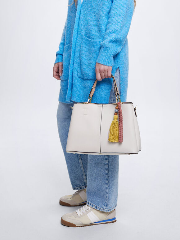 Bolsa tote com pingente - Off-White