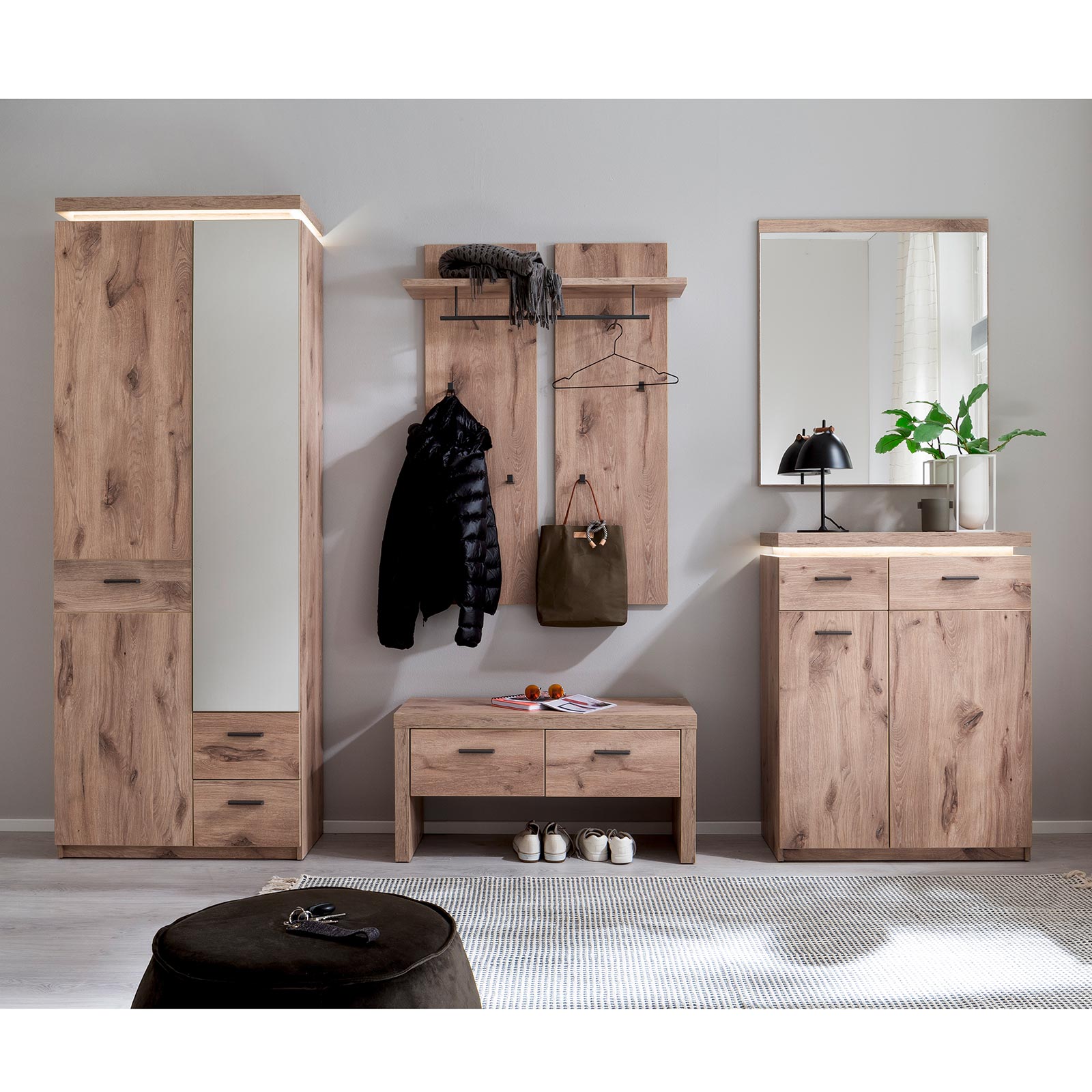 Kommode - Viking Oak - LED-Beleuchtung - 75 cm