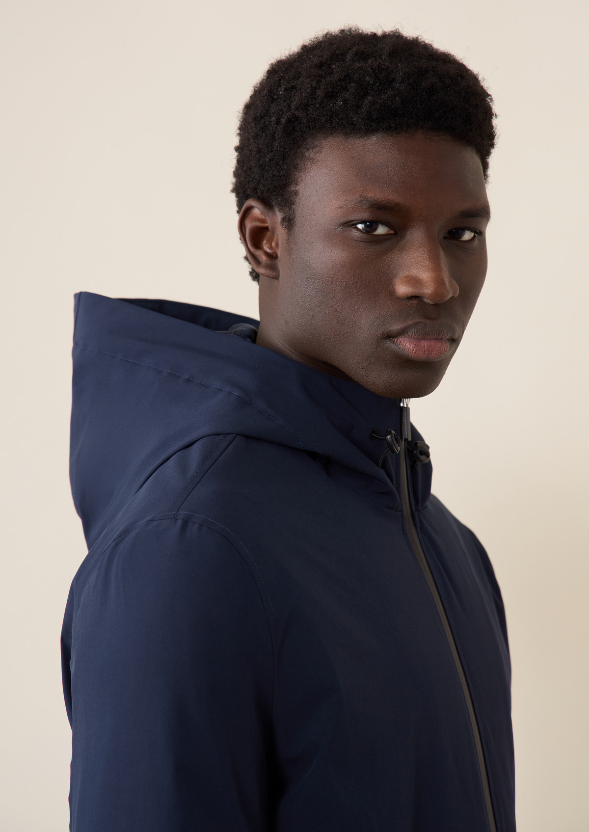 Blouson bleu jeans à capuche