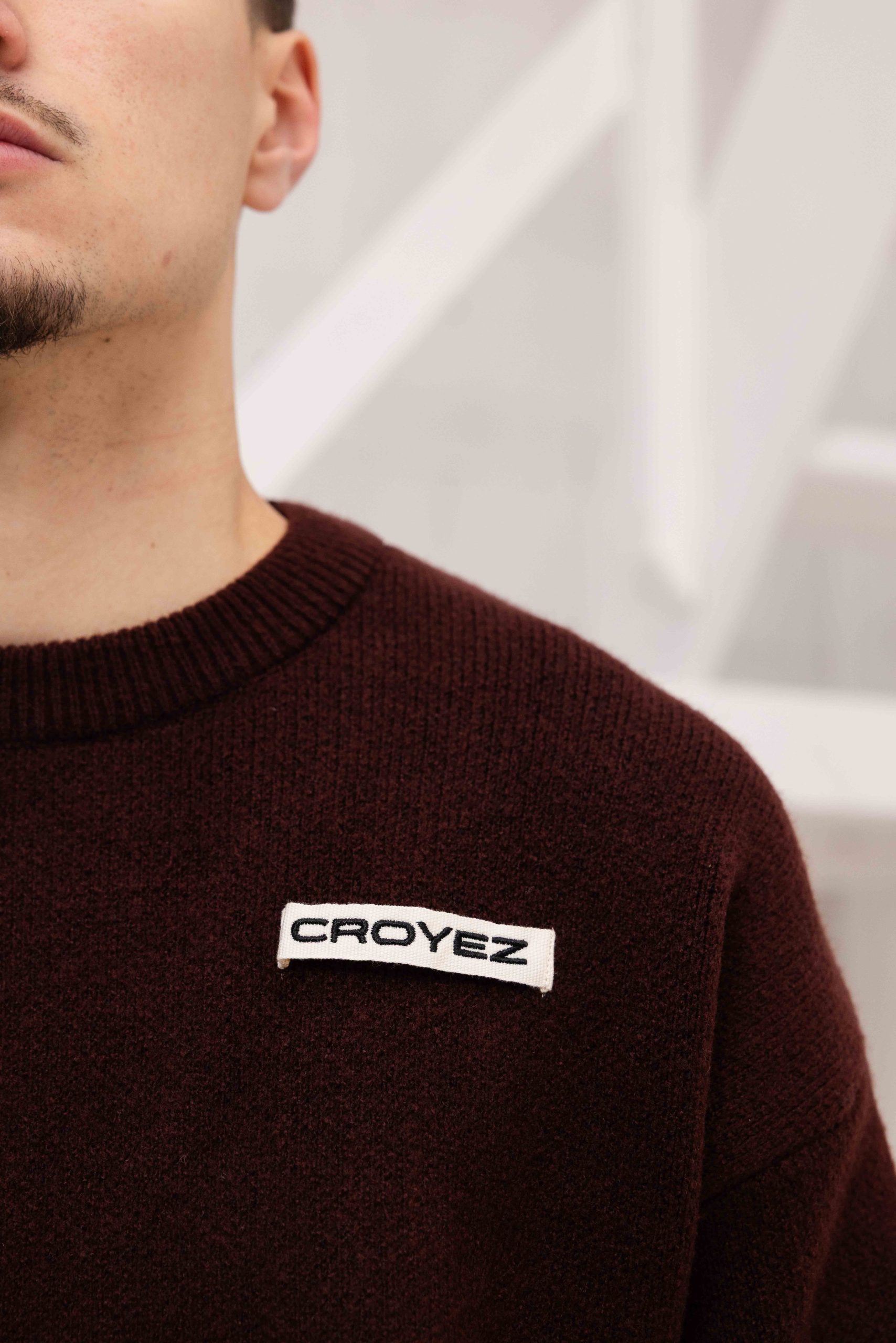 Croyez Etiquette Knit Sweater Heren Donkerrood
