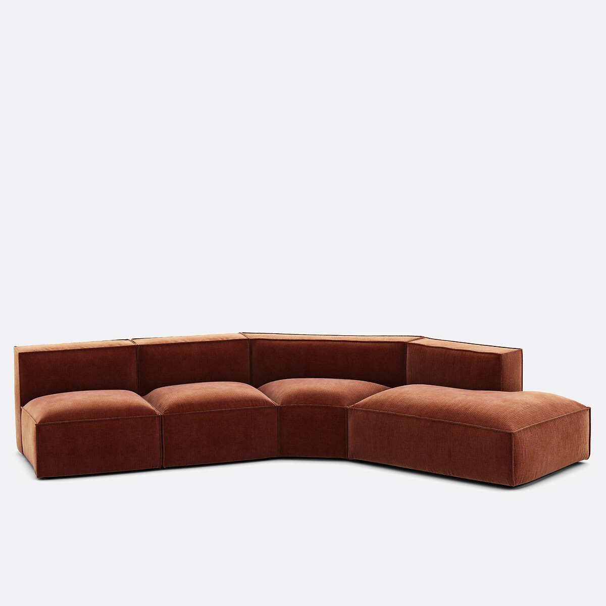 LA REDOUTE INTERIEURS<br>Sofá reto vintage de veludo cotelê de 4 peças Seven