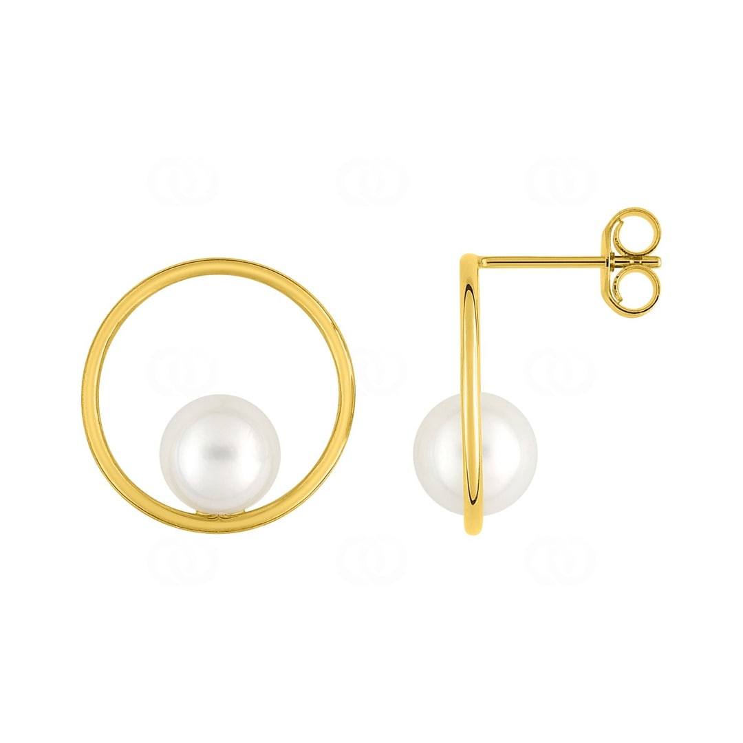 Ohrstecker 750/18 K Gelbgold mit Süsswasserzuchtperle Ø 6mm