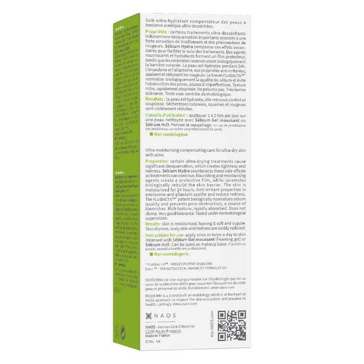 Bioderma Sebium Hydra Creme für unreine, ölige, zu Akne neigende Haut, 40 ml