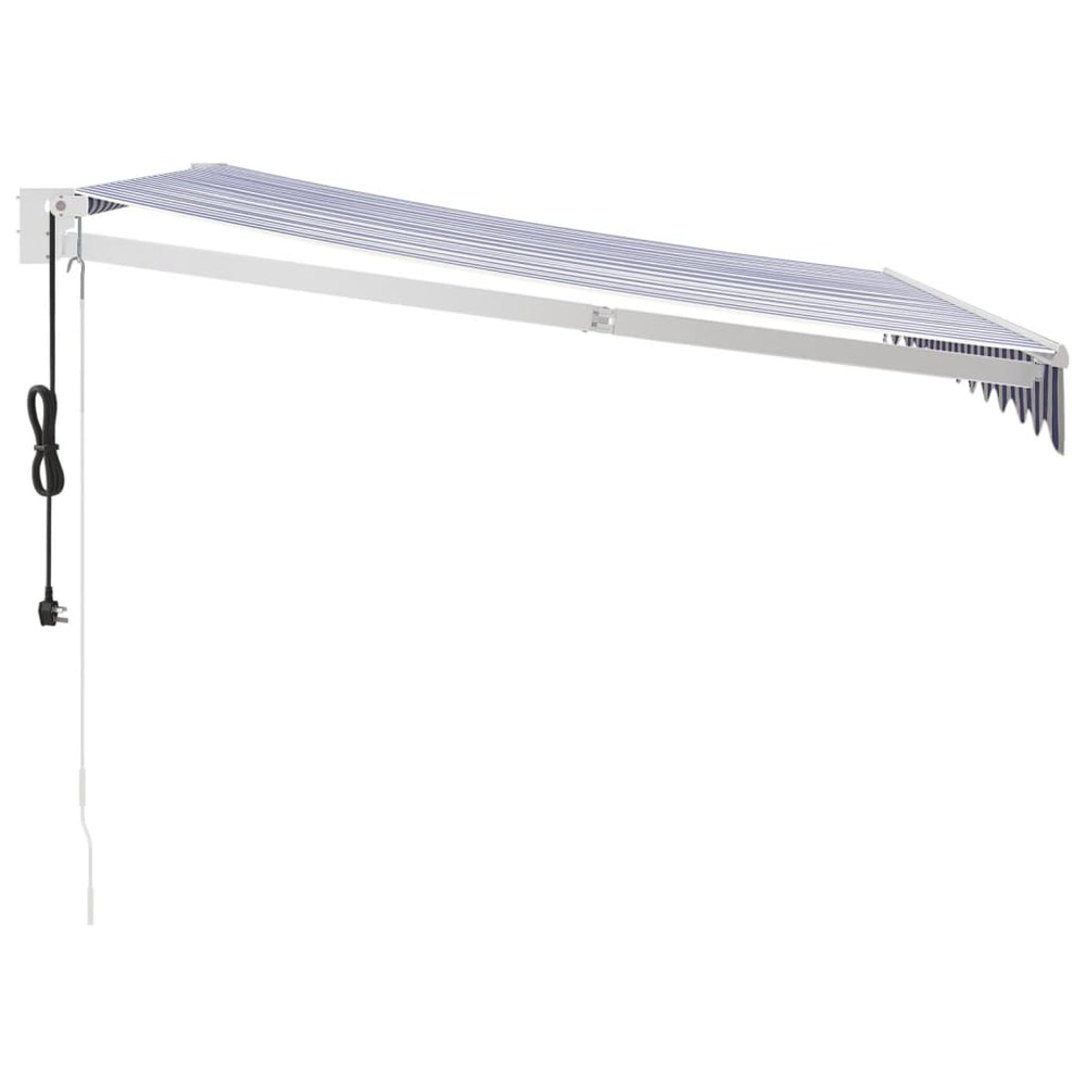 Auvent rétractable automatique bleu et blanc 3x2,5 m