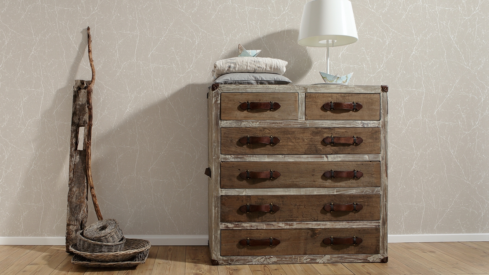 Vliestapete ELEGANCE 3 - beige-weiß - 10 Meter