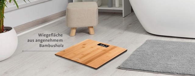 eta Personenwaage »BAMBOO« Standfläche aus Bambus, , LCD, bis 180 kg