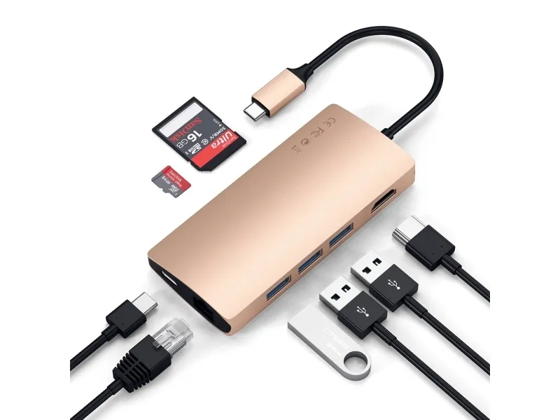 Satechi TYPE-C MULTI-PORT ADAPTER 4K WITH ETHERNET V2 - Dockingstation - USB-C / Thunderbolt 3 - HDMI - 1GbE