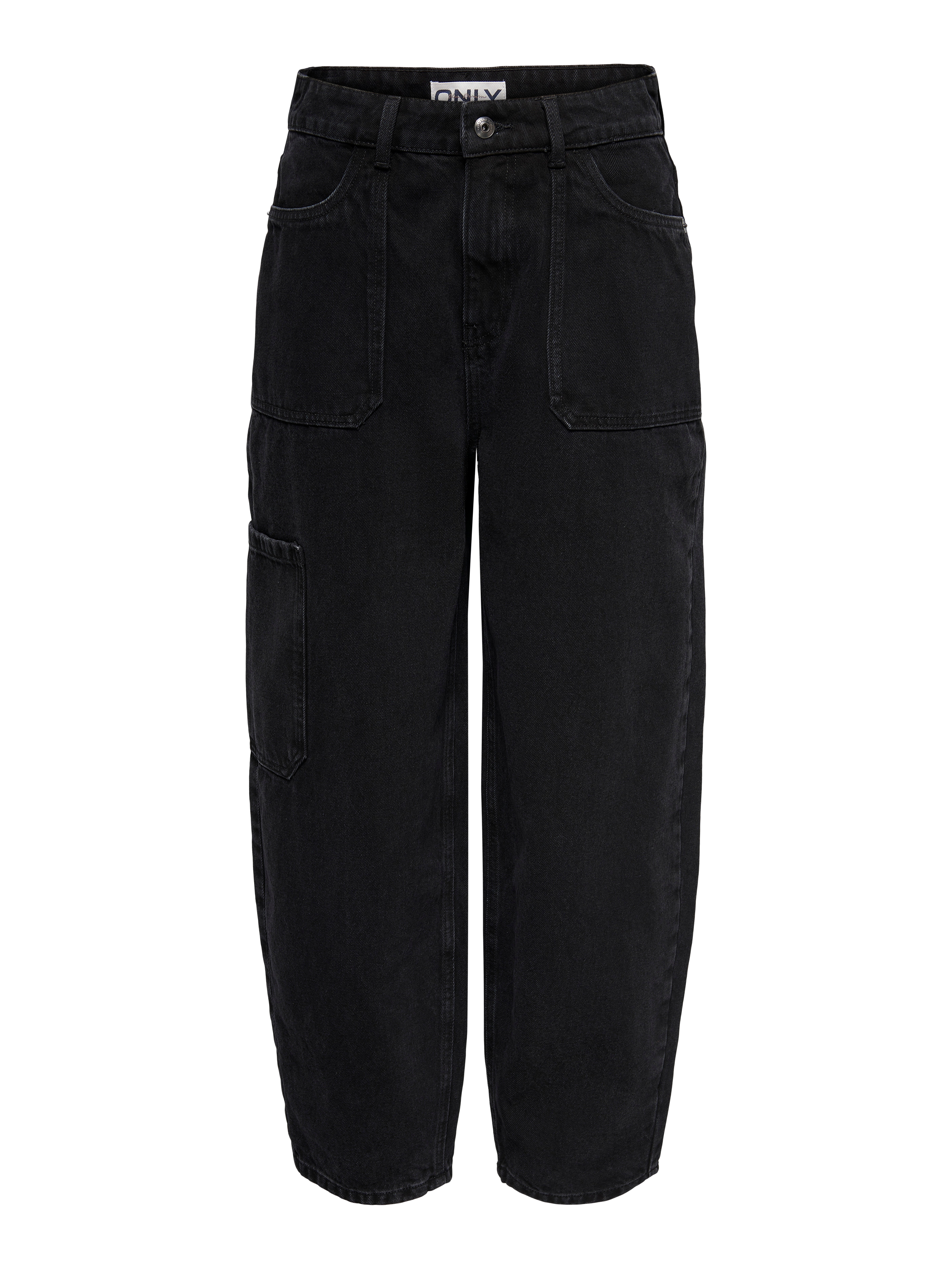ONLMILANI Mittlere Taille Ballon Schnitt Jeans Washed Black
